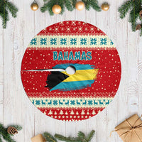 Bahamas Christmas Tree Skirt with Red Festive Pattern Sailing Santa and National Flag Motif - Wonder Print Shop