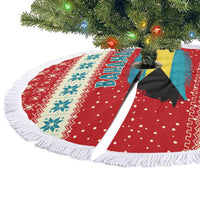 Bahamas Christmas Tree Skirt with Red Festive Pattern Sailing Santa and National Flag Motif - Wonder Print Shop