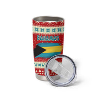 Bahamas Christmas Tumbler Cup with Red Festive Pattern Sailing Santa and National Flag Motif - Wonder Print Shop