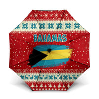 Bahamas Christmas Umbrella with Red Festive Pattern Sailing Santa and National Flag Motif - Wonder Print Shop