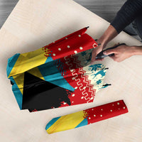 Bahamas Christmas Umbrella with Red Festive Pattern Sailing Santa and National Flag Motif - Wonder Print Shop