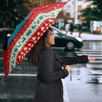 Bahamas Christmas Umbrella with Red Festive Pattern Sailing Santa and National Flag Motif - Wonder Print Shop