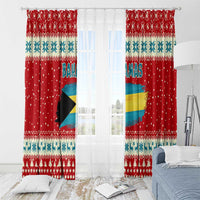 Bahamas Christmas Window Curtain with Red Festive Pattern Sailing Santa and National Flag Motif - Wonder Print Shop