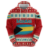 Bahamas Christmas Zip Hoodie with Red Festive Pattern Sailing Santa and National Flag Motif - Wonder Print Shop