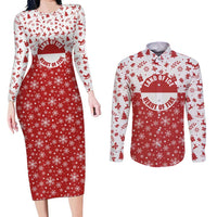 Greenland Christmas Couples Matching Long Sleeve Bodycon Dress and Long Sleeve Button Shirt Land of Ice Heart of Fire - Wonder Print Shop