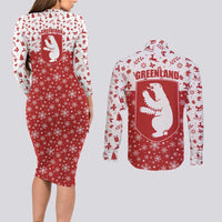 Greenland Christmas Couples Matching Long Sleeve Bodycon Dress and Long Sleeve Button Shirt Land of Ice Heart of Fire - Wonder Print Shop