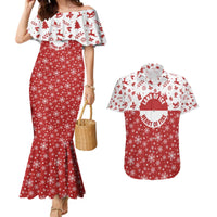 Greenland Christmas Couples Matching Mermaid Dress and Hawaiian Shirt Land of Ice Heart of Fire - Wonder Print Shop