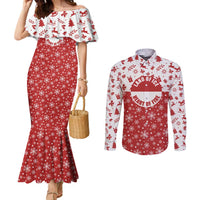 Greenland Christmas Couples Matching Mermaid Dress and Long Sleeve Button Shirt Land of Ice Heart of Fire - Wonder Print Shop