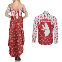 Greenland Christmas Couples Matching Summer Maxi Dress and Long Sleeve Button Shirt Land of Ice Heart of Fire - Wonder Print Shop