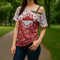 Greenland Christmas Cross Shoulder Shirt Land of Ice Heart of Fire - Wonder Print Shop