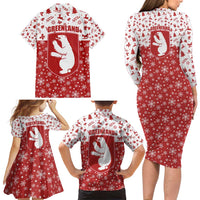 Greenland Christmas Family Matching Long Sleeve Bodycon Dress and Hawaiian Shirt Land of Ice Heart of Fire - Wonder Print Shop