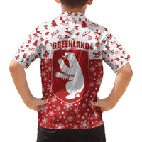 Greenland Christmas Family Matching Off The Shoulder Long Sleeve Dress and Hawaiian Shirt Land of Ice Heart of Fire - Wonder Print Shop