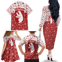 Greenland Christmas Family Matching Off The Shoulder Long Sleeve Dress and Hawaiian Shirt Land of Ice Heart of Fire - Wonder Print Shop