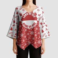 Greenland Christmas Kimono Sleeve Blouse Land of Ice Heart of Fire - Wonder Print Shop