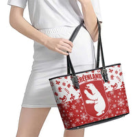Greenland Christmas Leather Tote Bag Land of Ice Heart of Fire - Wonder Print Shop