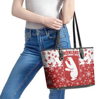 Greenland Christmas Leather Tote Bag Land of Ice Heart of Fire - Wonder Print Shop