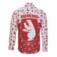 Greenland Christmas Long Sleeve Button Shirt Land of Ice Heart of Fire - Wonder Print Shop