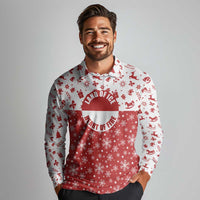 Greenland Christmas Long Sleeve Polo Shirt Land of Ice Heart of Fire - Wonder Print Shop