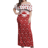 Greenland Christmas Off Shoulder Maxi Dress Land of Ice Heart of Fire - Wonder Print Shop