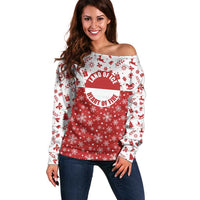Greenland Christmas Off Shoulder Sweater Land of Ice Heart of Fire - Wonder Print Shop
