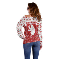Greenland Christmas Off Shoulder Sweater Land of Ice Heart of Fire - Wonder Print Shop