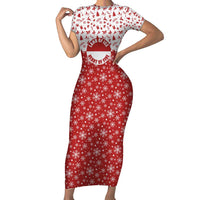 Greenland Christmas Short Sleeve Bodycon Dress Land of Ice Heart of Fire - Wonder Print Shop