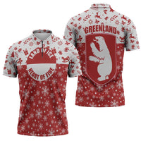 Greenland Christmas Zipper Polo Shirt Land of Ice Heart of Fire - Wonder Print Shop