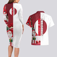 Greenland Santa Christmas Couples Matching Long Sleeve Bodycon Dress and Hawaiian Shirt Nordic Holiday Pride Design - Wonder Print Shop