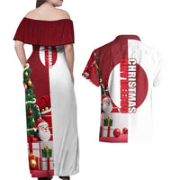 Greenland Santa Christmas Couples Matching Off Shoulder Maxi Dress and Hawaiian Shirt Nordic Holiday Pride Design - Wonder Print Shop