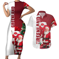 Greenland Santa Christmas Couples Matching Short Sleeve Bodycon Dress and Hawaiian Shirt Nordic Holiday Pride Design - Wonder Print Shop