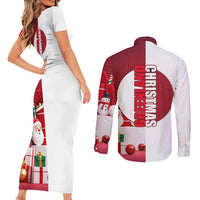Greenland Santa Christmas Couples Matching Short Sleeve Bodycon Dress and Long Sleeve Button Shirt Nordic Holiday Pride Design - Wonder Print Shop