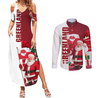Greenland Santa Christmas Couples Matching Summer Maxi Dress and Long Sleeve Button Shirt Nordic Holiday Pride Design - Wonder Print Shop