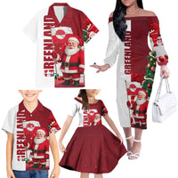 Greenland Santa Christmas Family Matching Off The Shoulder Long Sleeve Dress and Hawaiian Shirt Nordic Holiday Pride Design - Wonder Print Shop