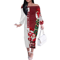 Greenland Santa Christmas Off The Shoulder Long Sleeve Dress Nordic Holiday Pride Design - Wonder Print Shop