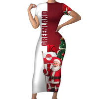 Greenland Santa Christmas Short Sleeve Bodycon Dress Nordic Holiday Pride Design - Wonder Print Shop