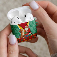 Guyana Christmas Santa Leopard AirPods Case with Green Red Yellow Gift and Map - Wonder Print Shop