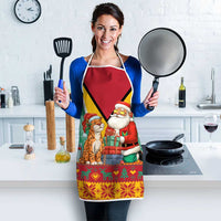 Guyana Christmas Santa Leopard Apron with Green Red Yellow Gift and Map - Wonder Print Shop
