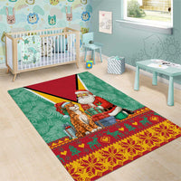 Guyana Christmas Santa Leopard Area Rug with Green Red Yellow Gift and Map - Wonder Print Shop