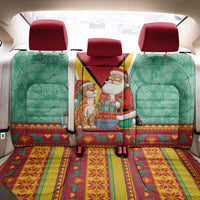 Guyana Christmas Santa Leopard Back Car Seat Cover with Green Red Yellow Gift and Map - Wonder Print Shop