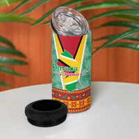Guyana Christmas Santa Leopard 4 in 1 Can Cooler Tumbler with Green Red Yellow Gift and Map - Wonder Print Shop