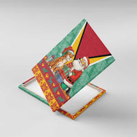 Guyana Christmas Santa Leopard Canvas Wall Art with Green Red Yellow Gift and Map - Wonder Print Shop