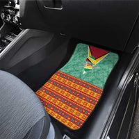 Guyana Christmas Santa Leopard Car Mats with Green Red Yellow Gift and Map - Wonder Print Shop