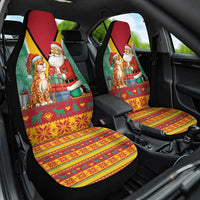 Guyana Christmas Santa Leopard Car Seat Cover with Green Red Yellow Gift and Map - Wonder Print Shop
