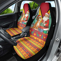 Guyana Christmas Santa Leopard Car Seat Cover with Green Red Yellow Gift and Map - Wonder Print Shop