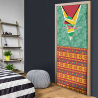 Guyana Christmas Santa Leopard Door Cover with Green Red Yellow Gift and Map - Wonder Print Shop