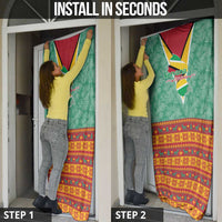 Guyana Christmas Santa Leopard Door Cover with Green Red Yellow Gift and Map - Wonder Print Shop