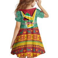 Guyana Christmas Santa Leopard Family Matching Mermaid Dress and Hawaiian Shirt with Green Red Yellow Gift and Map - Wonder Print Shop