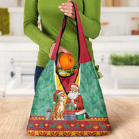 Guyana Christmas Santa Leopard Grocery Bag with Green Red Yellow Gift and Map - Wonder Print Shop