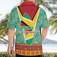 Guyana Christmas Santa Leopard Hawaiian Shirt with Green Red Yellow Gift and Map - Wonder Print Shop