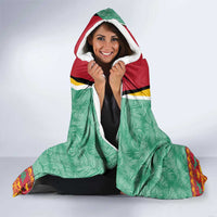 Guyana Christmas Santa Leopard Hooded Blanket with Green Red Yellow Gift and Map - Wonder Print Shop